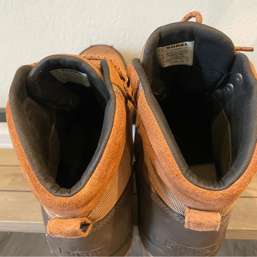 Sorel Men’s Tan Brown Leather Waterproof Boots Size 11.5 Rugged Lace-Up - Picture 7 of 13